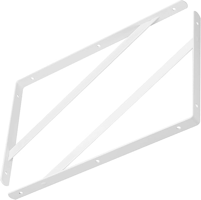 Acrux7 12 Pack L10" x H 6" White Heavy Duty Shelf Brackets with Screws - Metal L Bracket 90 Degree Metal Shelf Support - 90 Degree Triangle Metal Supports for DIY Floating Shelf