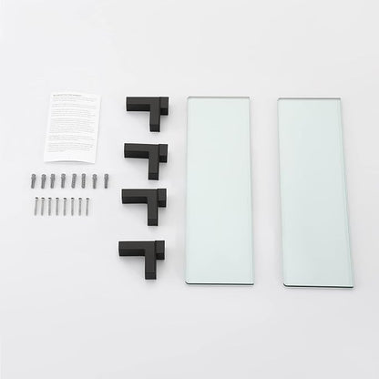 KES Glass Shelves for Bathroom 2 Pack, 16 Inch Tempered Glass Floating Shelves Wall Mount Matte Black, BGS3201S40-BK-P2