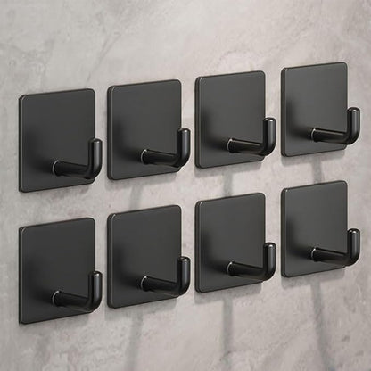 Adhesive Hooks for Hanging, Self-Adhesive Wall Hook for Key Hat Coat, No Drill Stick on Bathroom Towel Hooks, Shower Kitchen Door Home Outdoor 8 Pack, Black