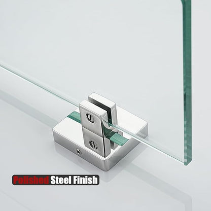 JQK Bathroom Glass Shelf Chrome, Tempered Glass Shower Storage 8 by 5 inches, 304 Stainless Steel Polished Chrome Wall Mount, TGS201L8-CH