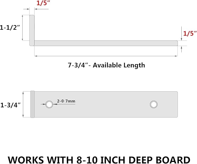 8 Inch Floating Shelf Brackets, Heavy Duty Hidden Bracket for Wall, Mantel, Bookshelves, Black Powder Coated Steel, 6-Pack