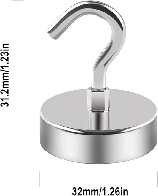 DIYMAG Strong Neodymium Magnetic Hooks, 120lbs Heavy Duty Rare Earth Magnets with Hook,Strong Corrosion Protection Facilitate Hook Pack of 6