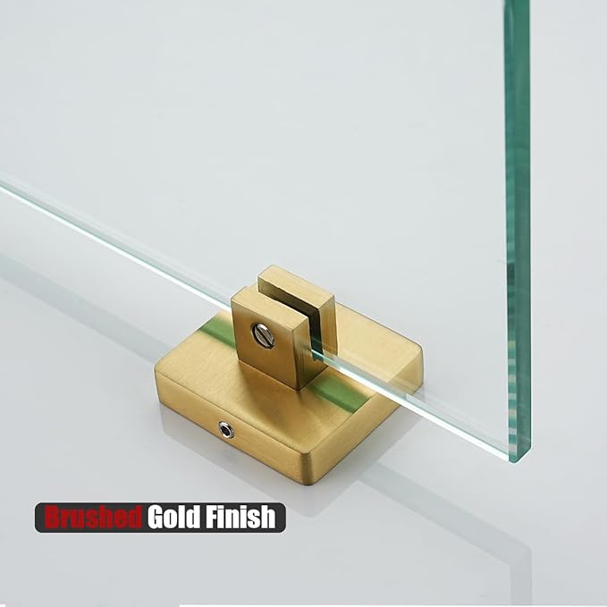 JQK Bathroom Glass Shelf Gold, Tempered Glass Shower Storage 8 by 5 inches, 304 Stainless Steel Brushed Gold Wall Mount, TGS201L8-BG