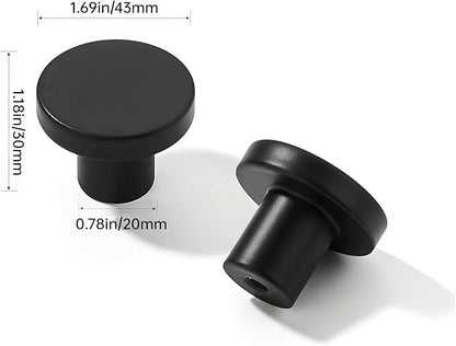 khtumeware 5 Pack Cabinet Knobs Black Kitchen Cabinet Knobs Round Dresser Drawer Knobs Matte Black Drawer Pulls Closet Door Knobs 1-3/4 Inch