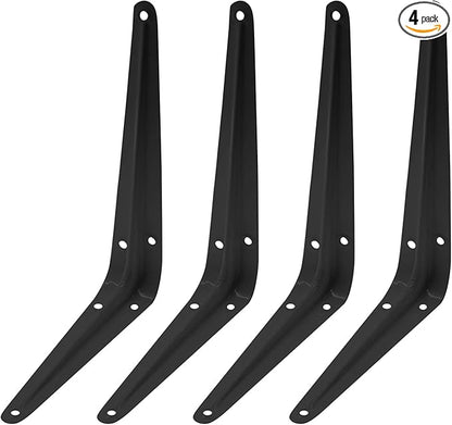 4 Pcs Shelf Brackets, 6 x 8 Inch Black Heavy Duty Metal Wall Corner Angle Shelving for Wall Hanging Shelves with Wall Anchors and Screws(Black)