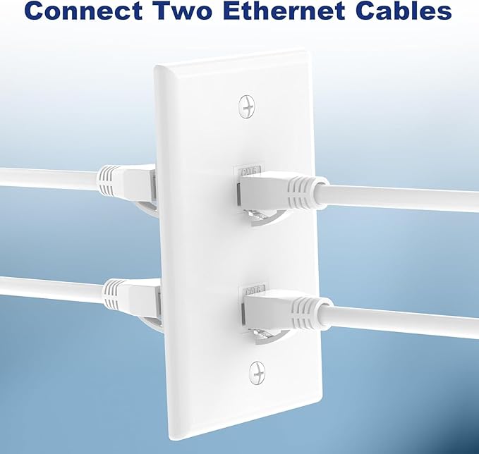 VCE 2-Port Ethernet Wall Plate (UL-Listed), CAT6 Wall Plate and Jack, RJ45 Keystone Wall Outlet with Single Gang Low Voltage Mounting Bracket, White 6-Pack