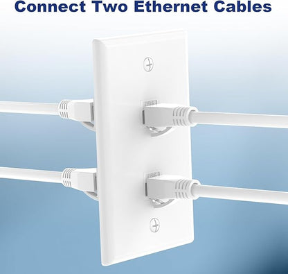VCE 2-Port Ethernet Wall Plate (UL-Listed), CAT6 Wall Plate and Jack, RJ45 Keystone Wall Outlet with Single Gang Low Voltage Mounting Bracket, White 6-Pack