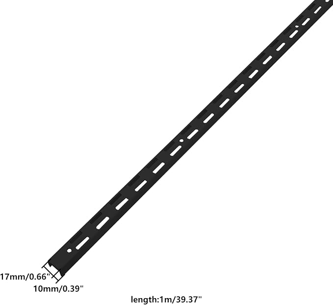 Shelving Track,ULIFESTAR Dual Trak Adjustable Wood Shelf Bracket,2PCS Direct Mount Into Fasttrack Garage Rail,Garage Organization System (17*10*1000mm/0.66*0.39*39.37" Double Row Black)