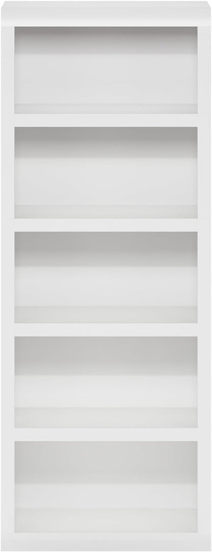 Furinno Rail 5-Tier Open Shelf Bookcase with Classic Style Edges, White