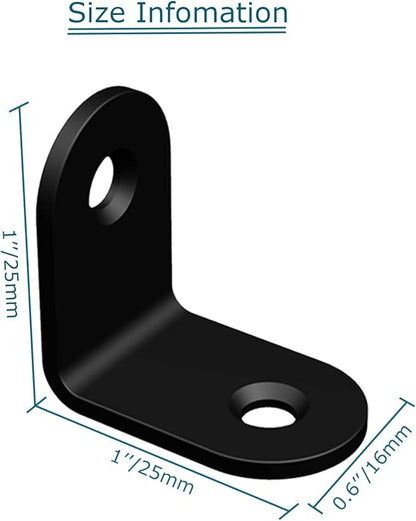 Corner Brace, L Bracket, Corner Brackets of Stainless Steel,Small Angle Support for Home Improvement, Metal Iron Braces for Wood Aufuga (50, Black, 1x1x10.6)