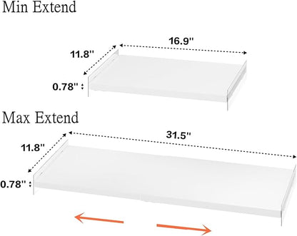 Slideep Adjustable Closet Shelf with Seamless Sticker, Metal Expandable Wardrobe Shelves Organizer for School Locker, Cabinet, Wardrobe, Cupboard, Kitchen 3 Pack-11.8'' Width