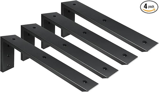 Countertop Support Bracket 4 Pack 16 inch Heavy Duty 1/2" Thick Black Black Granite Countertop Bracket 16"x6"x2.5" Shelf L Bracket Mantel Corbels for Quartz/Granite/Wood/Concret/Laminate Countertops