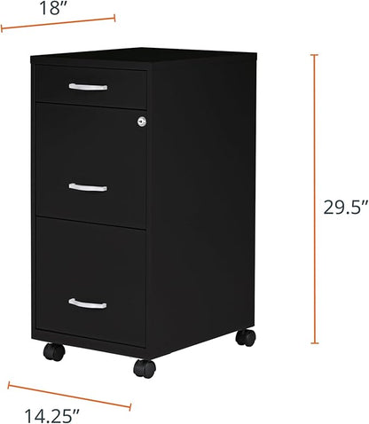 Lorell LYS SOHO Box/File/File 3-Drawer Mobile File Cabinet, Black