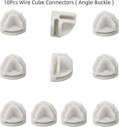10Pcs Wire Cube Connectors, White Wire Cube Storage Connectors Corner Wire Grid Cube Shelf Plastic Connectors Clips for Wire Cube Storage Shelving Unit and Modular Closet Organizer, SATONBEYI