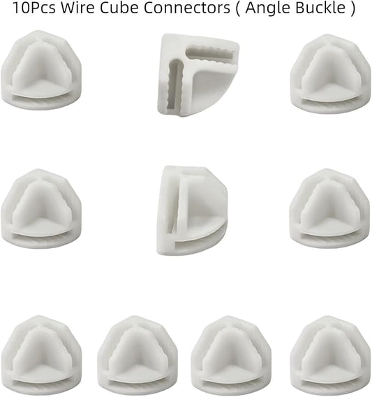 10Pcs Wire Cube Connectors, White Wire Cube Storage Connectors Corner Wire Grid Cube Shelf Plastic Connectors Clips for Wire Cube Storage Shelving Unit and Modular Closet Organizer, SATONBEYI