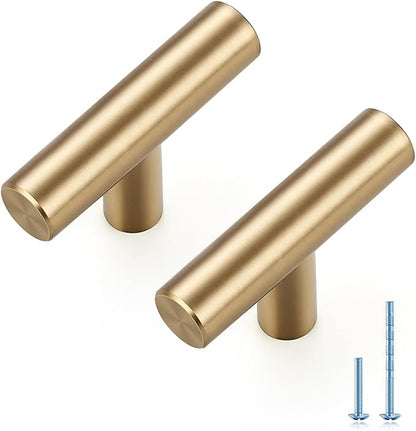 JOY DECOR 45 Pack Champagne Bronze Cabinet Pulls – 2 Inch Length, Single Hole – Stainless Steel Kitchen Cabinet Handles for Drawer and Cupboard