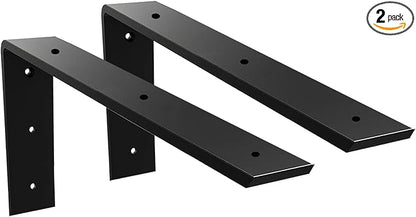 WINKER Countertop Support Bracket 2 Pack Heavy Duty 3/8" Thick Hidden L Shelf Bracket 18" x 8" x 2.5" Metal Corbels for Quartz/Granite/Wood/Concrete/Laminate Countertops, Black
