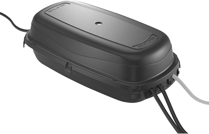 D-Line Weatherproof Electrical Box, Outdoor Extension Socket Box, IP54, 2X Entry and Exit Sections for Ease of Use - Black