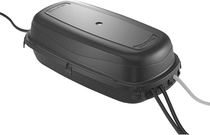 D-Line Weatherproof Electrical Box, Outdoor Extension Socket Box, IP54, 2X Entry and Exit Sections for Ease of Use - Black