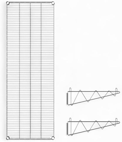 18" x 60" Chrome Wall-Mounted Wire Shelf with Epoxy Coating, Heavy-Duty Steel Storage Rack, NSF Certified, Easy Installation, Open Wire Design for Kitchen, Garage, or Utility Storage