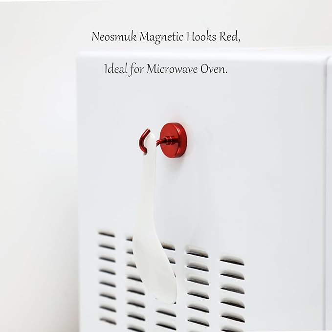 Neosmuk Magnetic Hooks, Heavy Duty 85lb+ Strong Magnet Hook for Cruise Cabins, Cruise Ship Essentials for Hanging, Metal Wall Refrigerator Hangers (Red, 10 Pack)