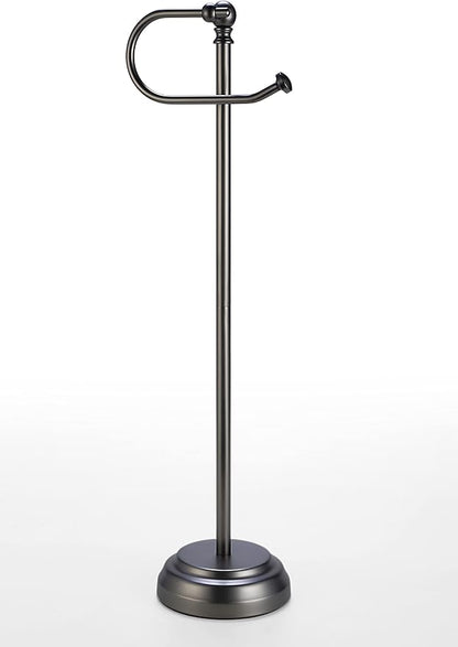 SunnyPoint Classic Bathroom Free Standing Toilet Tissue Paper Roll Holder Stand (Black Nickel)