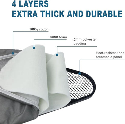 Ironing Board Full Size, Heat Resistant Cover Iron Board with Steam Rest, Ultra Thick Padding, Height Adjustable Heavy Sturdy Metal Frame Legs Ironing Stand,Non-Slip Foldable (54"x13", Square Rest)