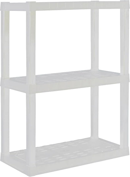 Oskar Heavy Duty Plastic Storage Shelves- for Garage, Kitchen, Bathroom Basement Kids Room, Stackable 3-Tier White, Organizer Rack for Books Shoes, Toys, Pantry, Cleaning and Closet Organization