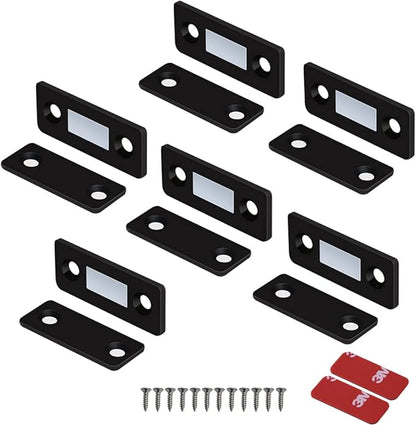 Mousike Magnetic Door Catch Ultra Thin Cabinet Magnets Stainless Steel Drawer Magnet Catch for Sliding Door Closure Kitchen Cabinet Cupboard Closet Closer (Black-6Pack)