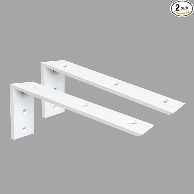 Heavy Duty 20" White Granite Countertop Support Bracket 2 Pack - 3/8" Thick, 20"x8"x2.5" Shelf L Bracket Mantel Corbels for Quartz/Granite/Wood/Concrete/Laminate Countertops