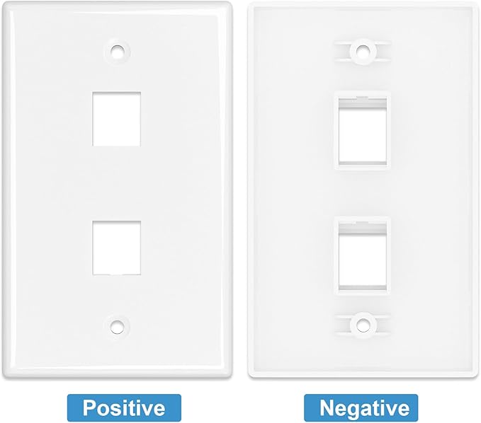 Iwillink 10Gbps Ethernet Wall Plate CAT6A, 2-Port Keystone Wall Plate and Jack Outlet, RJ45 Wall Plates with Single Gang Low Voltage Mounting Bracket - 2 Pack