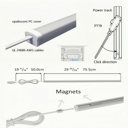 Gondola Shelving Lights 30" kit with 4 pcs 6000K Pure White LED Light Bars, LED Driver and Accessories for Super Market Retail Store Display Shelves via Magnets to fit Under Shelf (30" 4PCS)