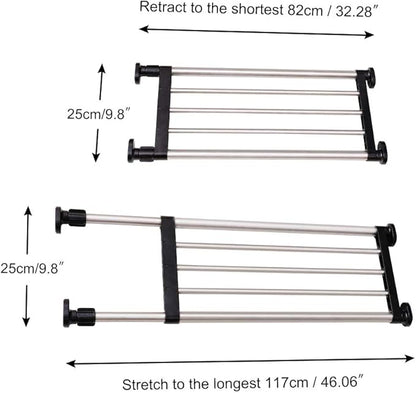 BAOYOUNI Adjustable Closet Shelf Expandable Shelves Tension Rod Hanger Space Saving Storage Rack Organizer Divider for Wardrobe, Cupboard, Kitchen, Bathroom Use, Black, 2 Pack