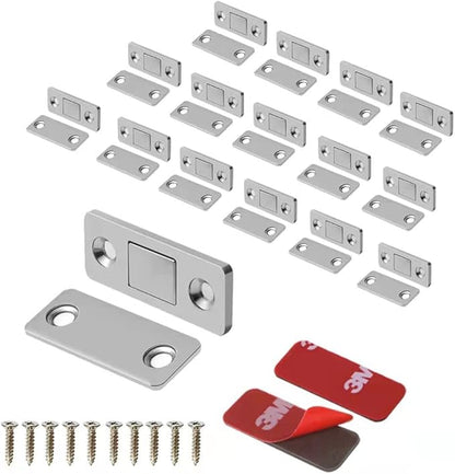 Mousike Magnetic Door Catch Ultra Thin Cabinet Magnets Stainless Steel Drawer Magnet Catch for Sliding Door Closure Kitchen Cabinet Cupboard Closet Closer (16 Pack)