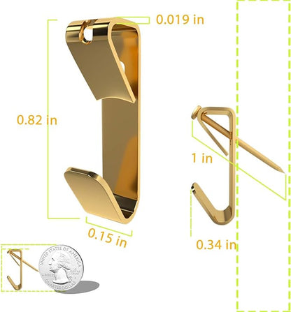 Picture Hangers, Extra Thick, 10 lb, for Decorative Drywall & Plaster Walls - Small Nails for Painting, Frame Hooks to Hang for Hanging, 70 pcs, Gold
