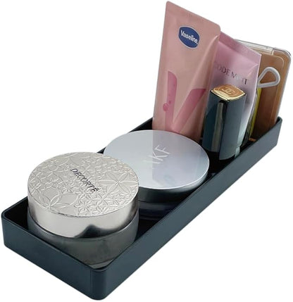 Amazon Basics Rectangular Plastic Desk Organizer, Half Accessory Tray for Office Supplies and Workspace Organization, 9.4" x 3.3" x 1", Black