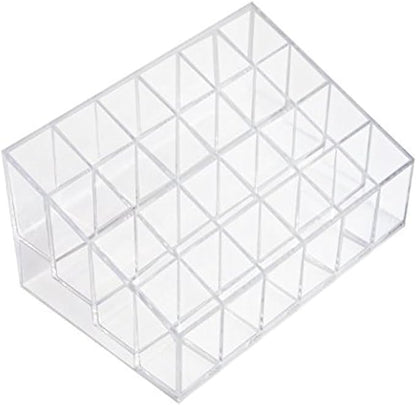 Transparent Cosmetic Makeup Organizer Clear 24 Lattices Lipsticks Cosmetic Lotion Makeup Organizer Storage Display Holder Stand