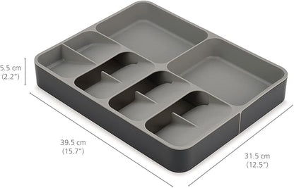 Joseph Joseph DrawerStore Expanding Flatware Cutlery, Utensil & Gadgets Organiser, Expandable in Drawer Space Saving Tray- Grey