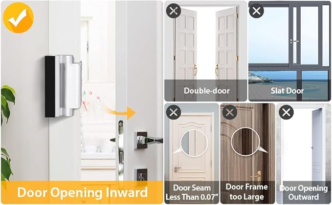 EverPlus Home Security Childproof Door Reinforcement Lock with 8 Screws and 3 Inch Stop Withstand 800 lbs for Inward Swinging Door, Upgrade Night Lock to Defend Your Home (Silver)