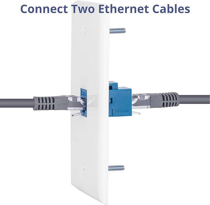 1 Pairs Ethernet Wall Plate Cat6 1 Port Keystone Jack Wall Plate with RJ45 Coupler Outlet Connector and Single Gang Low Voltage Mounting Bracket