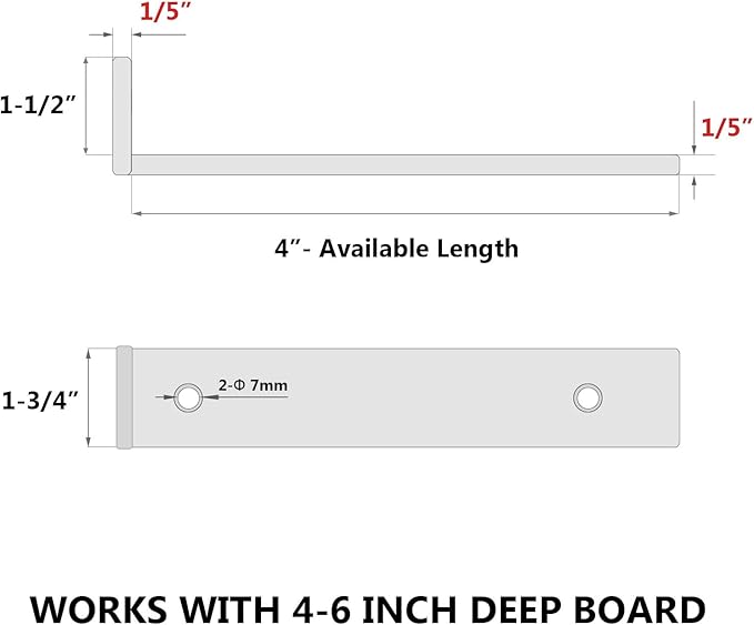 4 Inch Floating Shelf Brackets, Heavy Duty Hidden Bracket for Wall, Mantel, Bookshelves, Black Powder Coated Steel, 8-Pack