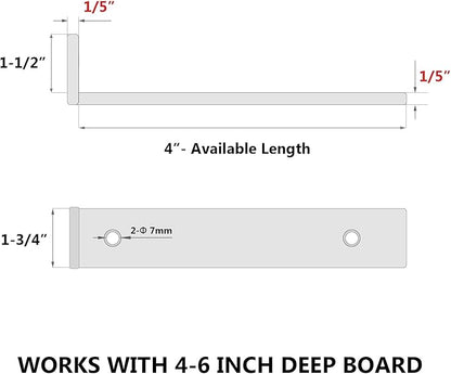 4 Inch Floating Shelf Brackets, Heavy Duty Hidden Bracket for Wall, Mantel, Bookshelves, Black Powder Coated Steel, 4-Pack