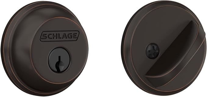 Schlage B60 N 716 Deadbolt, Keyed 1 Side, Highest Residential Security, Aged Bronze