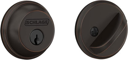 Schlage B60 N 716 Deadbolt, Keyed 1 Side, Highest Residential Security, Aged Bronze