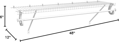 ClosetMaid 5631 SuperSlide Ventilated Shelf Kit with Closet Rod, 4-Foot x 12-Inch, White