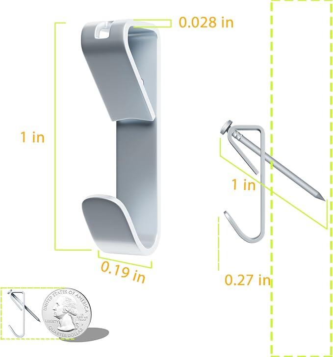 Picture Hangers, Extra Thick, 30 lb, for Decorative Drywall & Plaster Walls - Small Nails for Painting, Frame Hooks to Hang for Hanging, 50 pcs, Silver