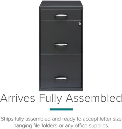 Scranton & Co 3-Drawer Metal Filing Cabinet, 27.32" H x 14.25" W x 18.00" D, Charcoal Finish, Lockable Lateral File Cabinet for Home or Office Organization, Letter Size Hanging File Storage