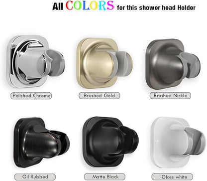 Handheld Shower Head Holder - 5 Positions Adjustable - Concealed Adhesive Mount with Screw Option- Bathroom Wall Mount Shower Hose Holder (Matte Black)