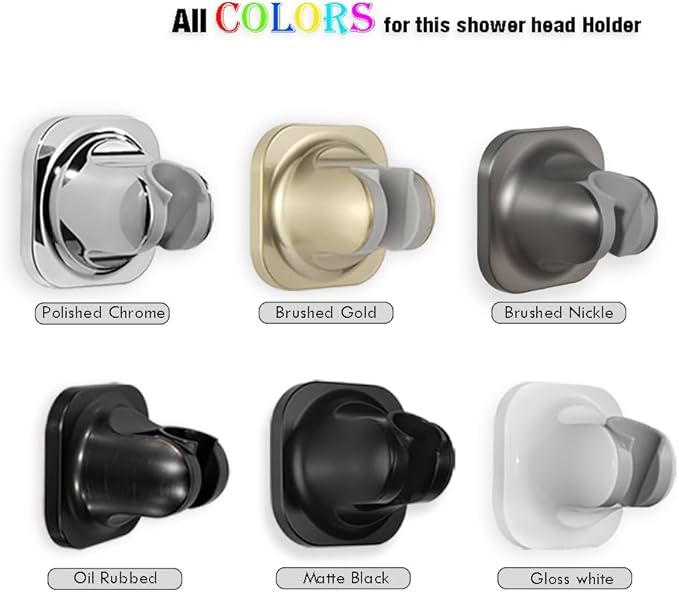 Handheld Shower Head Holder - 5 Angles Adjustable - Concealed Adhesive Mount - Screw Alternative - Bathroom Wall Mounted Shower Wand Holder ( Chrome Finish)