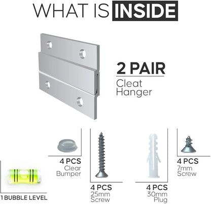 Versatile 2 inch 2 Pairs French Cleat Hanger heavy Duty - Mirror Brackets for Wall Mounting - Aluminium French Cleat Picture Hanging Kit - Hang with Confidence Using french cleat (Supports upto30 lbs)